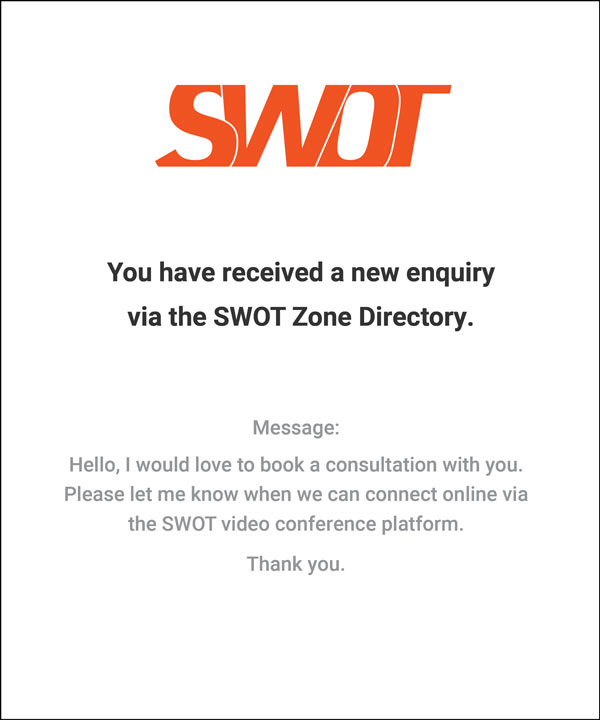 SWOT Zone message received